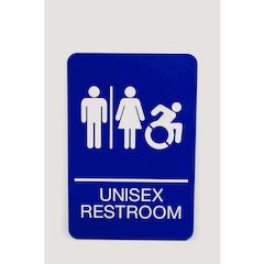 ADA Sign, Unisex Restroom, 6 x 9, Blue Face, White Graphics
