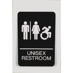 ADA Sign, Unisex Restroom, 6 x 9, Black Face, White Graphics