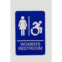 ADA Sign, Women's Restroom, 6 x 9, Blue Face, White Graphics