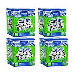 TOOLBOX Blue Shop Towels, 1-Ply, 10 x 12, Blue, 200 Sheets/Box, 4 Boxes/Carton