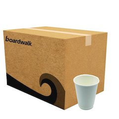 Paper Hot Cups, Double-Walled, 12 oz, White, 500/Carton