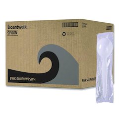 Heavyweight Polystyrene Cutlery, Soup Spoon, Plastic, White, 1,000/Carton