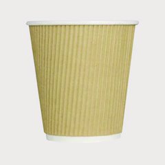 Ripple Hot Cups, 10 oz, Paper, Kraft/White, 500/Carton
