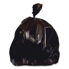 Linear Low-Density Can Liners, 56 gal, 1.7 mil, 43" x 47", Black, Flat Pack, 100/Carton