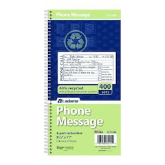 Wirebound Telephone Message Book, Two-Part Carbonless, 4.75 x 2.75, 4 Forms/Sheet, 400 Forms Total