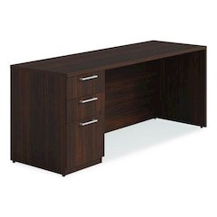 Alera Seville Series Credenza with Pedestal, Left Pedestal, 72w x 24d x 29h, Mahogany