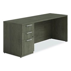 Alera Seville Series Credenza with Pedestal, Left Pedestal, 72w x 24d x 29h, Walnut