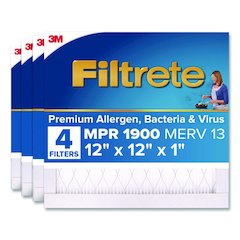 Premium Allergen, Bacteria and Virus Air Filter, MERV 13, MPR 1900, 12 x 12, 4/Carton