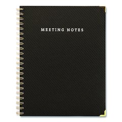 Meeting Notes Book, Space for Up to 159 Meetings, Meeting-Minutes/Notes Format, Black/Gold Cover, (80) 11 x 8.5 Sheets