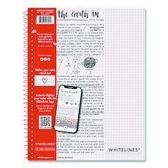 Whitelines Notebook, Quadrille Rule (5 sq/in), Gray/Orange Cover, (70) 11 x 8.5 Sheets