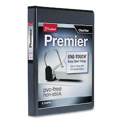 Premier Easy Open ClearVue Locking Slant-D Ring Binder, 3 Rings, 1" Capacity, 11 x 8.5, Black