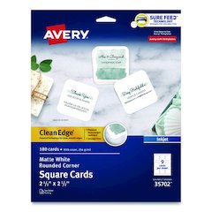 Clean Edge Square Cards, Inkjet, 2.5 x 2.5, 9 Cards/Sheet, 20 Sheets/Pack