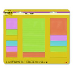 Super Sticky Pads in Energy Boost Colors, (11) Unruled, (2) Ruled, Assorted Sizes/Colors, 45 Sheets/Pad, 13 Pads/Pack