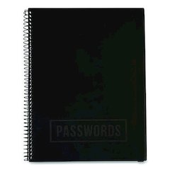 Large Password Log Book, User-Name/Password Format, Black Cover, (48) 10 x 7.5 Sheets