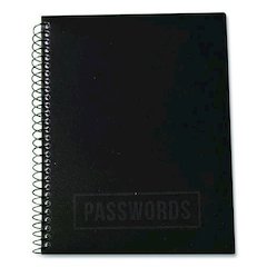 Small/Mini Password Log Book, User-Name/Password Format, Black Cover, (60) 7 x 5.5 Sheets