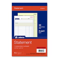 Multipart Statement Pad, Two-Part Carbonless, 5.56 x 7.94, 50 Sets/Pad, 3 Pads/PK