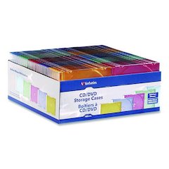 Slim Cases, CD/DVD, Assorted Colors, 100/Pack