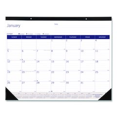 DuraGlobe Monthly Desk Pad Calendar, 22 x 17, White/Blue/Gray Sheets, Black Binding/Corners, 12-Month (Jan to Dec): 2026