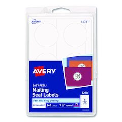 Printable Mailing Seals, 1.5" dia, White, 6/Sheet, 40 Sheets/Pack