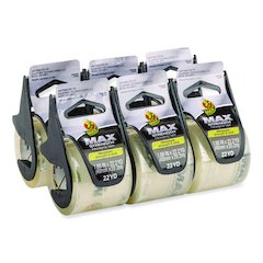 MAX Packaging Tape with Dispenser, 1.5" Core, 1.88" x 22 yds, Crystal Clear, 6/Box