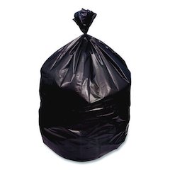 High-Density Waste Can Liners, 33 gal, 16 mic, 33 x 40, Black, Roll, 250/Carton