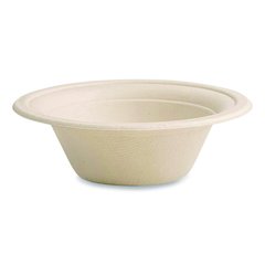Nourish Molded Fiber Tableware, Compostable, Bowl, Sugarcane, 12 oz, White, 1,000/Carton