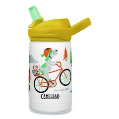 Eddy + Kids Water Bottle, Biking Dogs Design, 12 oz, Multicolor