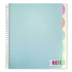 Noted Five-Subject Spiral Notebook, Medium/College Rule, Randomly Assorted Cover Color, (150) 11 x 8.5 Sheets