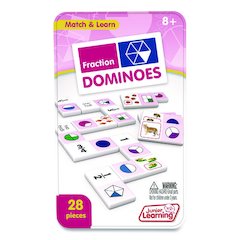 Fraction Dominoes, 1 to 2 Players, Grades 3 to 7, 28 Pieces