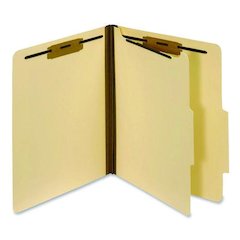 Manila Top Tab Classification Folders, 2/5-Cut Tab, Expands 1.75", 1 Divider, 4 Fasteners, Letter Size, Manila, 10/Box