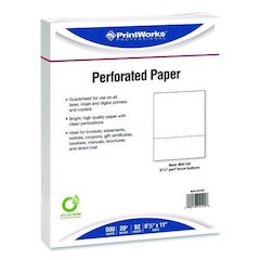 Perforated Paper, 92 Bright, Perforated 3.66" from Bottom, 8.5 x 11, White, 500 Sheets/Ream, 5 Reams/Carton