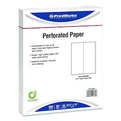 Perforated Paper, 92 Bright, Perforated 4.25" from Left, 8.5 x 11, White, 500 Sheets/Ream, 5 Reams/Carton