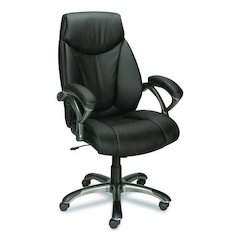 Ramsey Bonded Leather Manager Chair, Supports Up to 275 lb, 18.6" to 22.5" Seat Height, Black Seat/Back, Black Base