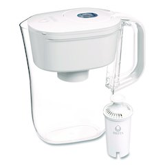 Small 6-Cup Water Filter Pitcher with 1 Standard Filter, Denali, White, 2/Carton