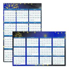Recycled Stargazer Laminated Wall Planner, Celestial Artwork, 24 x 37, White/Blue/Gold Sheets, 12-Month (Jan to Dec): 2026