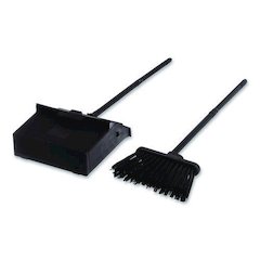 Duo-Pan Upright Dust Pan and Broom, 11.8 x 36, 24.5" Handle, Plastic, Black