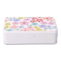 Pencil Case, Floral Pattern, 2 Compartments, 5" x 8.75" x 2.75", Pink/Yellow/Green