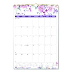 12-Month Colorful Wall Calendar, Passion Floral Artwork, 12 x 17, White/Multicolor Sheets, 12-Month (Jan to Dec): 2026