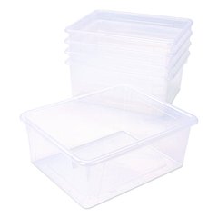 Storage Tray, Deep, 2 gal, 10.65" x 10.65" x 5.2", Clear, 5/Pack