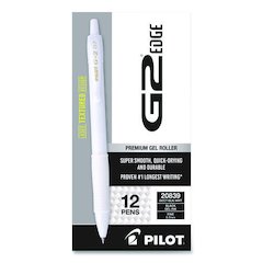 G2 Edge Premium Gel Roller Pen, Retractable, Fine 0.7 mm, Black Ink, White Barrel, Dozen