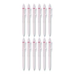 Frixion Waai Erasable Gel Pen, Retractable, Extra Fine 0.5 mm, Cherry Ink, Beige/Cherry Barrel, Dozen