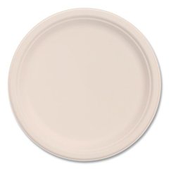 Compostable Molded Fiber Dinnerware, ProPlanet Seal, Plate, 9" dia, Natural, 500/Carton