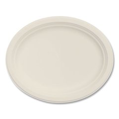 Compostable Molded Fiber Dinnerware, ProPlanet Seal, Platter, 12" Diameter, Natural, 500/Carton
