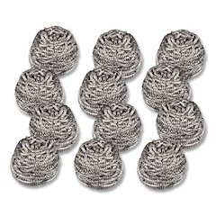 Stainless Steel Scrubber, Silver, 12/Carton