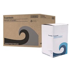 Unwrapped Paper Straws, 7.75 x 0.25, White, 4,800/Carton
