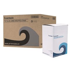 Wrapped Giant Straws, 10.25", Polypropylene, Clear, 100/Pack, 10 Packs/Carton