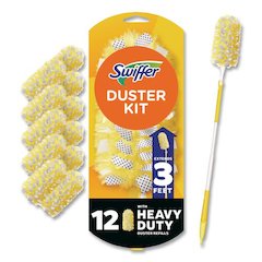 Heavy Duty Dusters Starter Kit, Handle Extends to 3 ft, 1 Handle with 12 Duster Refills