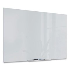 Floating Glass Dry Erase Board, 36" x 24" (Actual Size: 35" x 23"), White Surface
