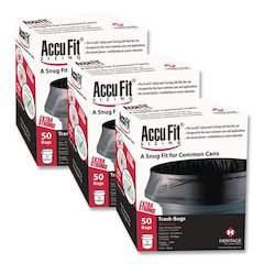 Linear Low Density Can Liners with AccuFit Sizing, 55 gal, 1.3 mil, 40" x 53", Black, 50 Bags/Box, 3 Boxes/Carton