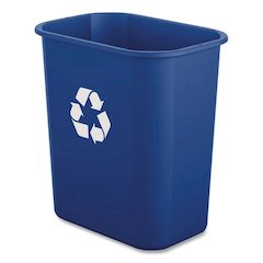 Deskside Recycling Bin, 3 gal, Polypropylene, Blue